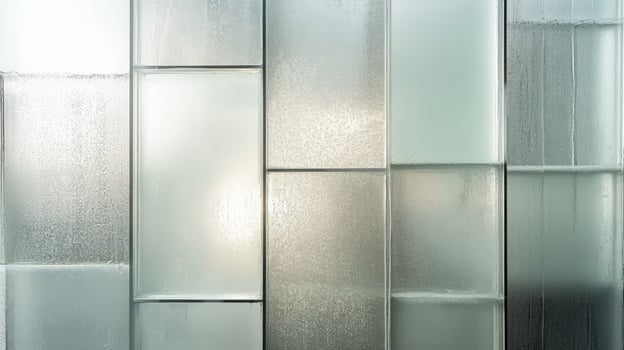 A glass wall with a variety of different colors photo