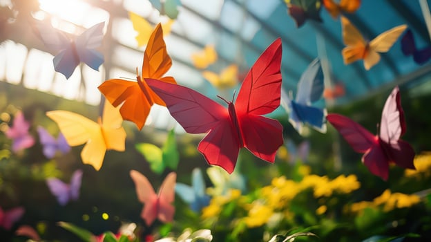 Colorful butterflies are flying in the air photo