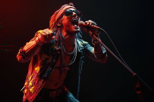 A Male Rock Singer Performs On Stage photo