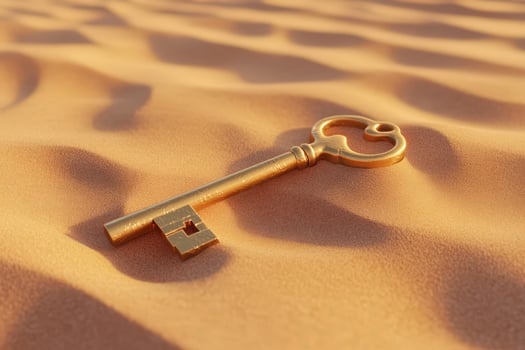 Golden Key Rests in Desert Sand Dunes photo