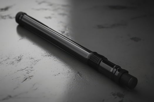 Sleek Black Cylindrical Object Rests On Dark Surface photo