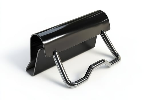 Black metal clip with chrome handle detail photo
