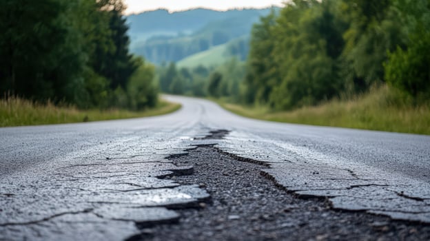 A road with cracks in it is shown photo