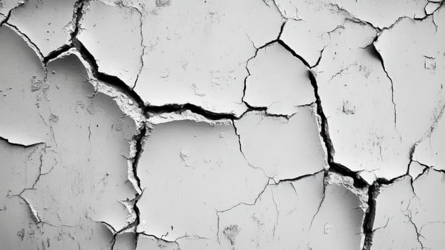 Black and white photo of cracked paint on a wall