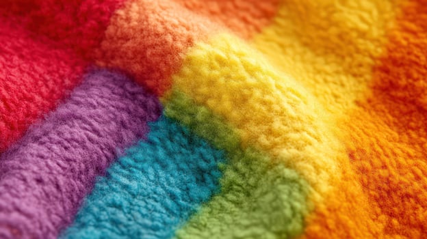 Rainbow Colored Fluffy Textured Fabric Material photo