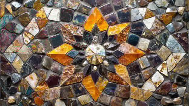Colorful Stone Mosaic Featuring a Star Design photo