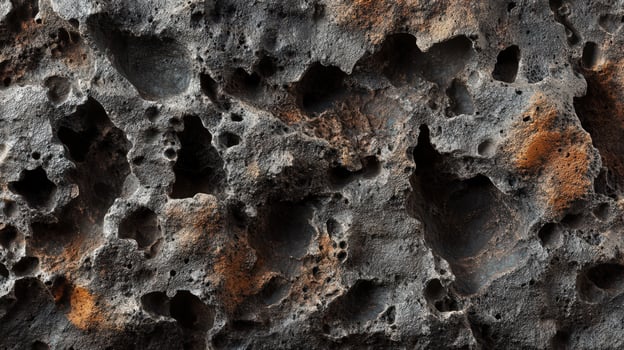 Dark Grey Rock Surface With Numerous Holes photo