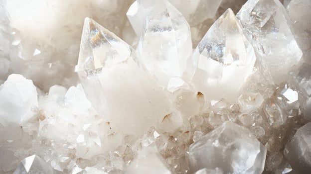 Cluster of Clear Quartz Crystals Glistening Beautifully photo