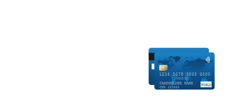 Credit card. Plastic blue bank card, white isolated background. Copy space. photo