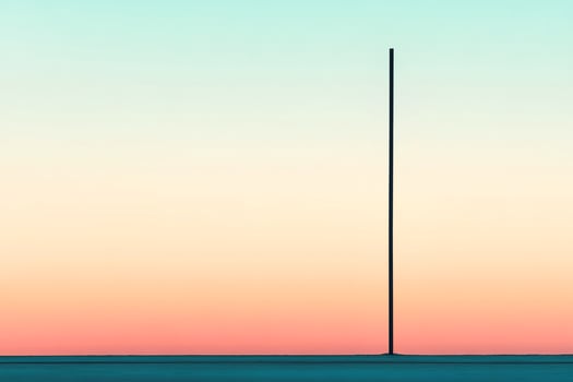Solitary pole against a serene sunset sky. photo