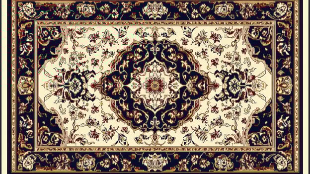 Intricate Oriental Rug Design In Navy And Cream photo