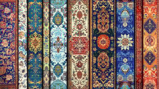 Vibrant Oriental Rugs Displaying Intricate Designs photo