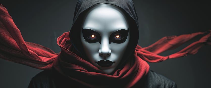 A person in a black hoodie and red scarf photo