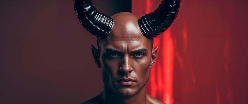 A man with horns on his head photo