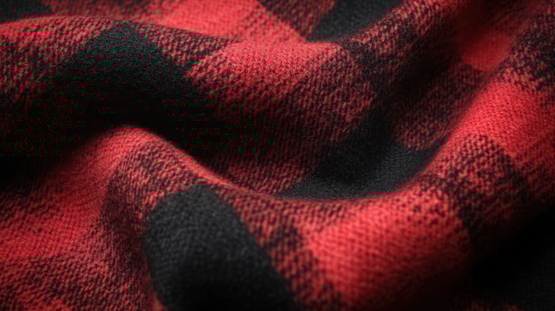 Red and Black Plaid Fabric Texture Detail photo