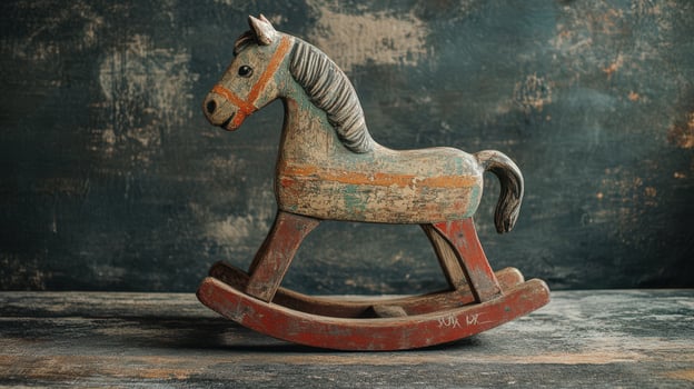 Antique Wooden Rocking Horse A Vintage Toy photo