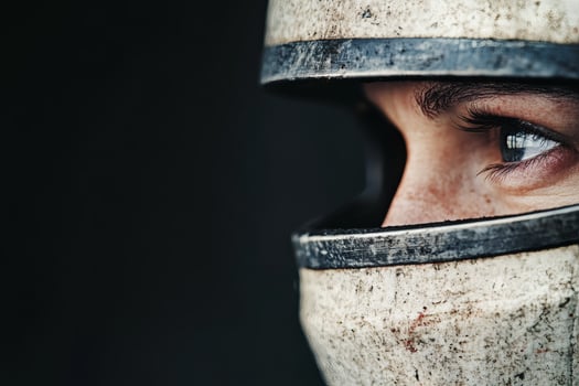 Intense focus of a racer before the adrenaline rush. photo