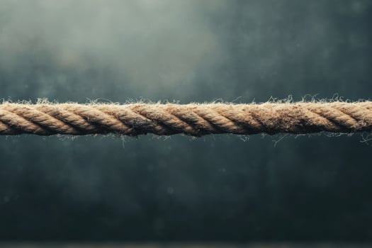 Textured rope stretches across a moody backdrop. photo