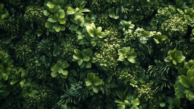 Lush Green Foliage Wall Texture Background photo