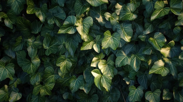 Lush Green Ivy Leaves Forming A Dense Wall photo