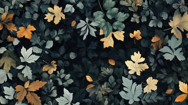 Autumn Leaves Dark Background Golden Hues photo