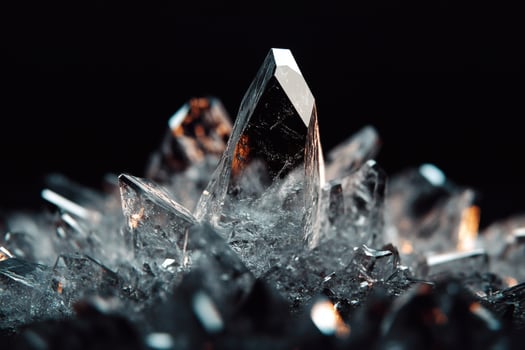 Sparkling crystal peaks illuminating the darkness. photo