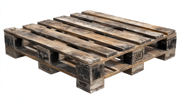 Weathered Wooden Pallet Isolated on White Background photo
