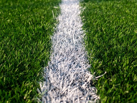 A white line is drawn on a green field photo