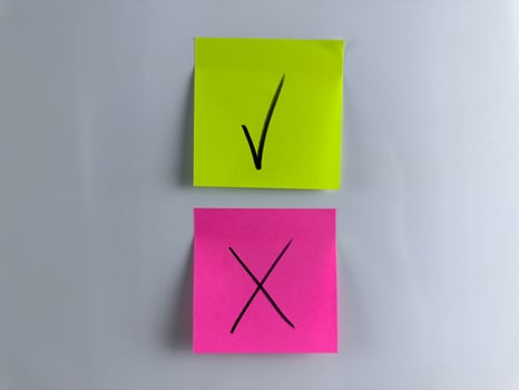 Choice concept, tick or cross the required answer photo