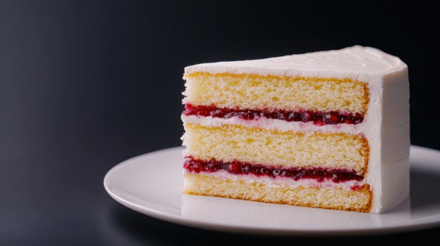Delicious layered cake slice food photography dark background minimalist style close-up view culinary concept photo