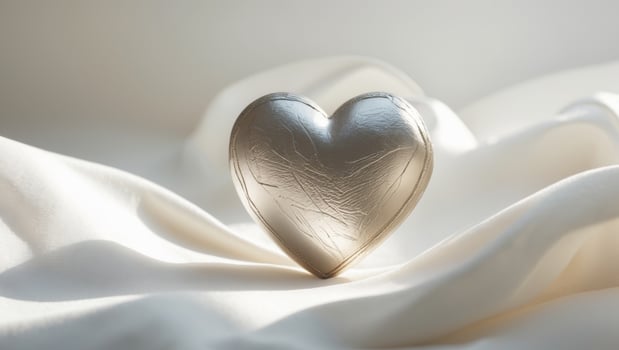 Metallic heart model on a light background photo
