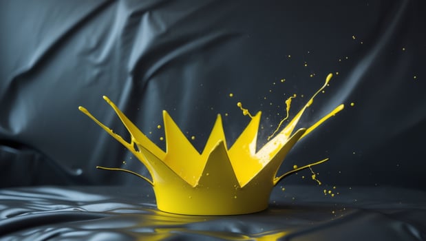 A yellow crown is sitting on a black background photo