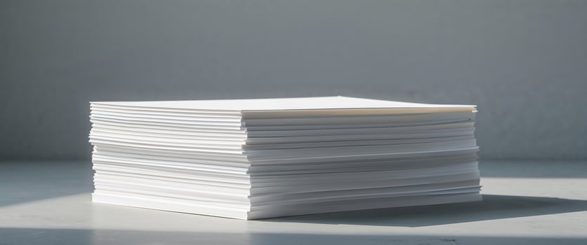 Stack of white paper on a table photo
