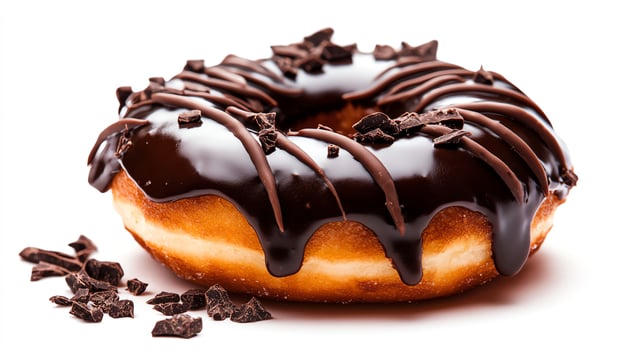 Delicious chocolate donut with sprinkles. photo