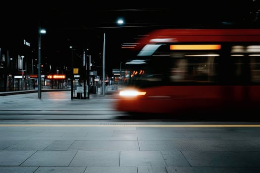 Nighttime transit rush with vibrant motion capture. photo