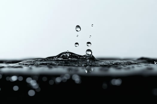 Ripples and droplets dance above a tranquil surface. photo