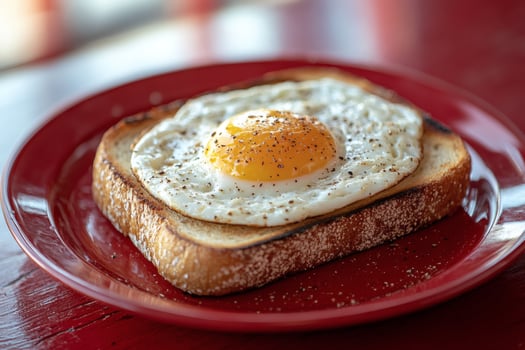 Delicious sunny side up egg on toasted bread. photo