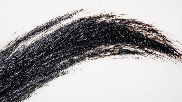 Minimalist Black Ink Brush Mark in Artistic Composition photo