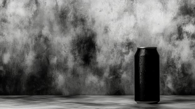Cool condensation on a tall, modern soda can photo