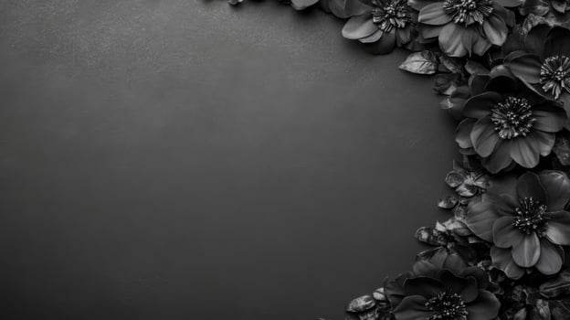 Minimalist Black and White Artwork Featuring Flowers and Negative Space photo
