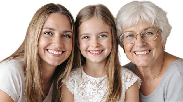 A woman and two children are smiling for the camera photo