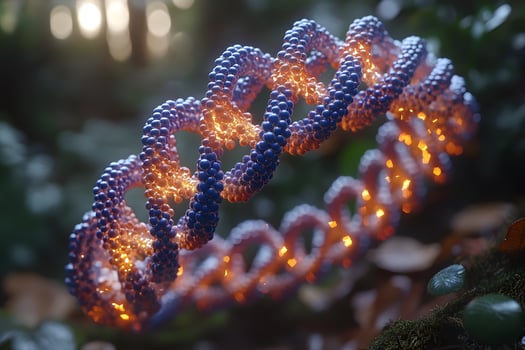 Vibrant DNA Helix in Nature Biotech and Genetics Concept for Educational Print and Design photo