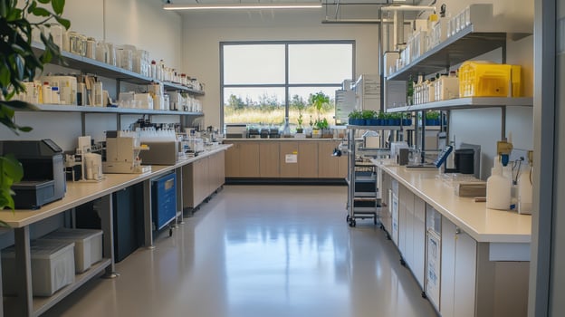 A modern laboratory space with equipment and supplies for scientific research and experimentation photo