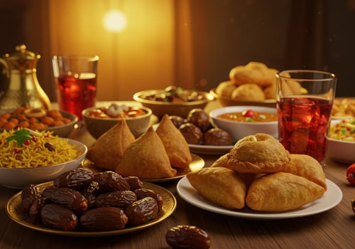 A table with various dishes of food photo