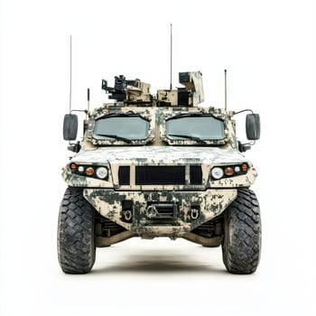 A military vehicle with a rugged design, equipped for tactical operations photo