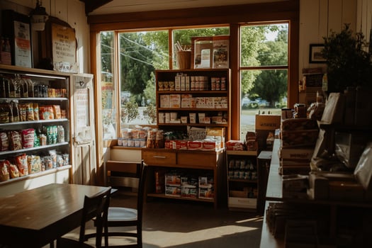 Cozy, sun-drenched general store photo