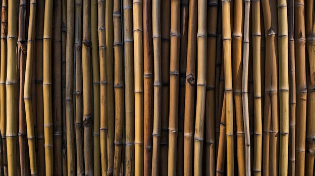 Bamboo Texture Wall Close-up of Natural Fence for Architecture Designs photo