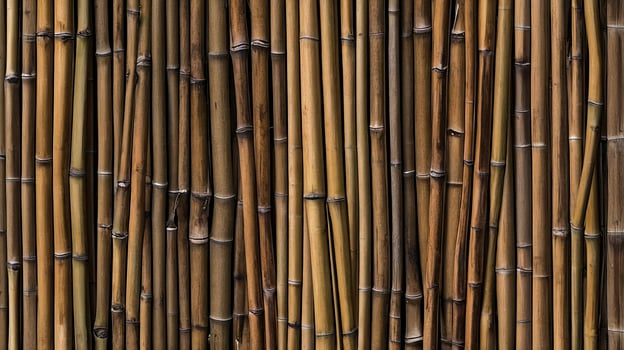 Close-up of a Brown Bamboo Wall Background Textured and Natural photo