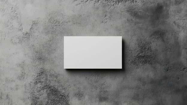 Top view template for business card. Mockup white card on texture background in grey colors. photo
