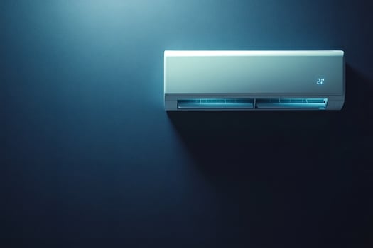 Modern air conditioner cooling a room, keeping comfortable temperature photo